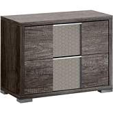 Portofino Nightstand in Gloss Oak Finish & Beige Velvet